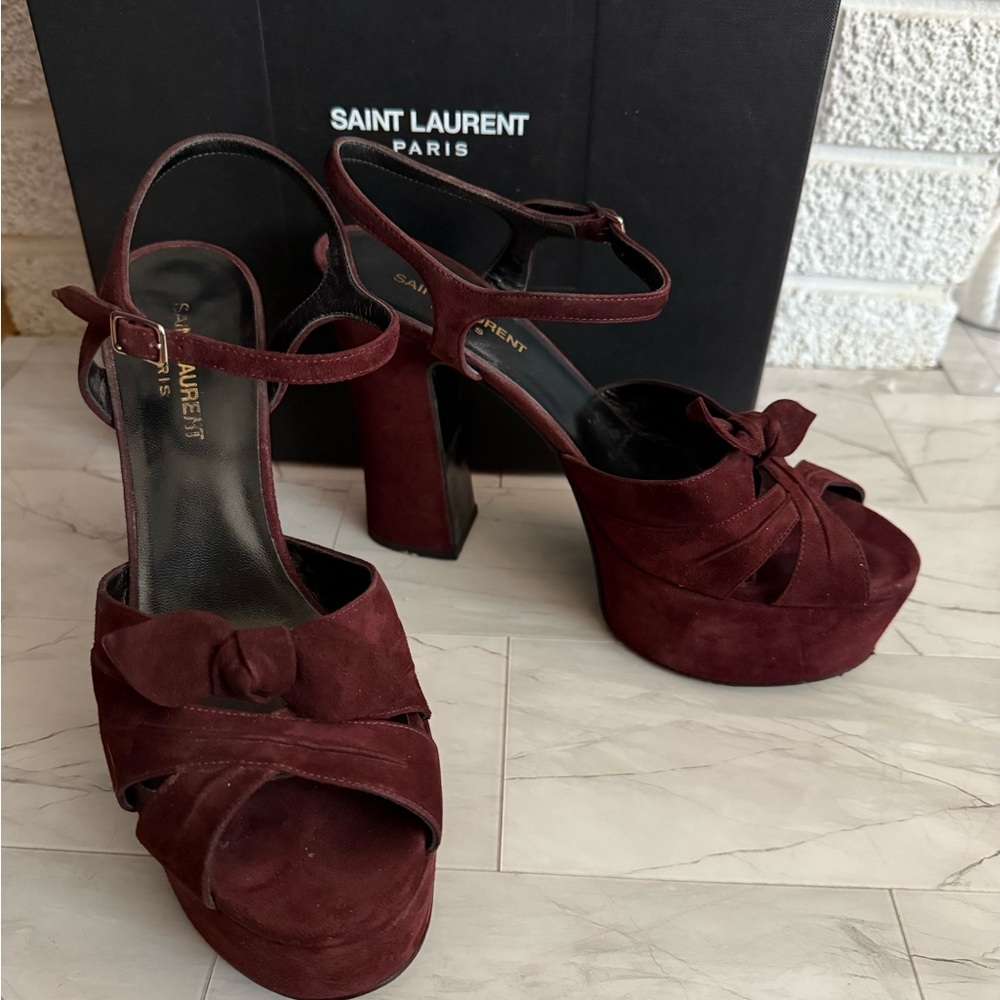 Saint Laurent Dark Red Platform Heels